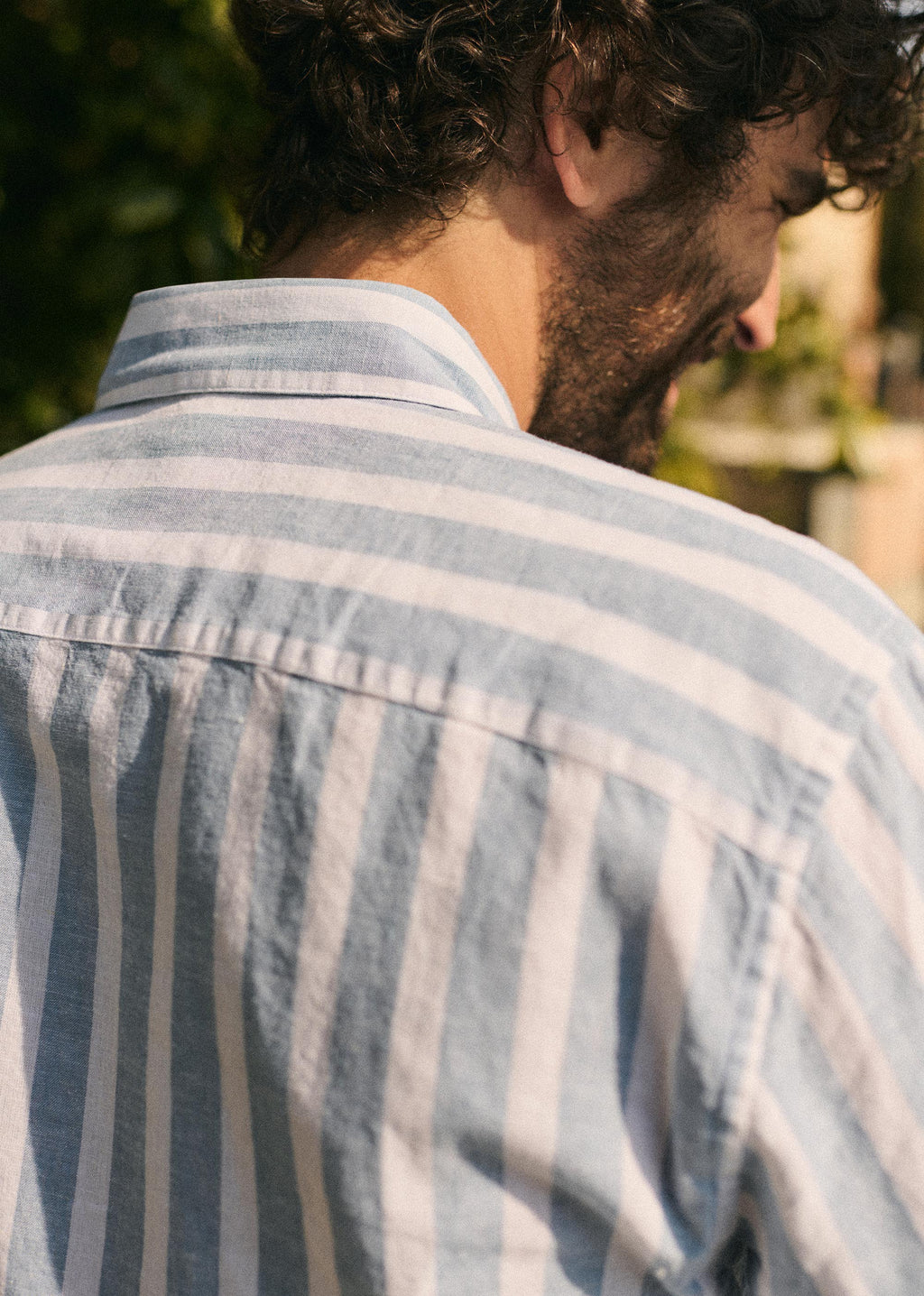 Chemise Charlie Coton Lin - Larges Rayures Bleu / Blanc