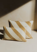 Coussin Toile Lin et Velours - Petit modèle - Beige