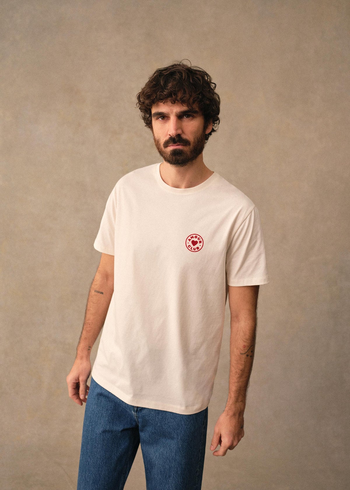 T-Shirt Macaron Amour Club - Écru