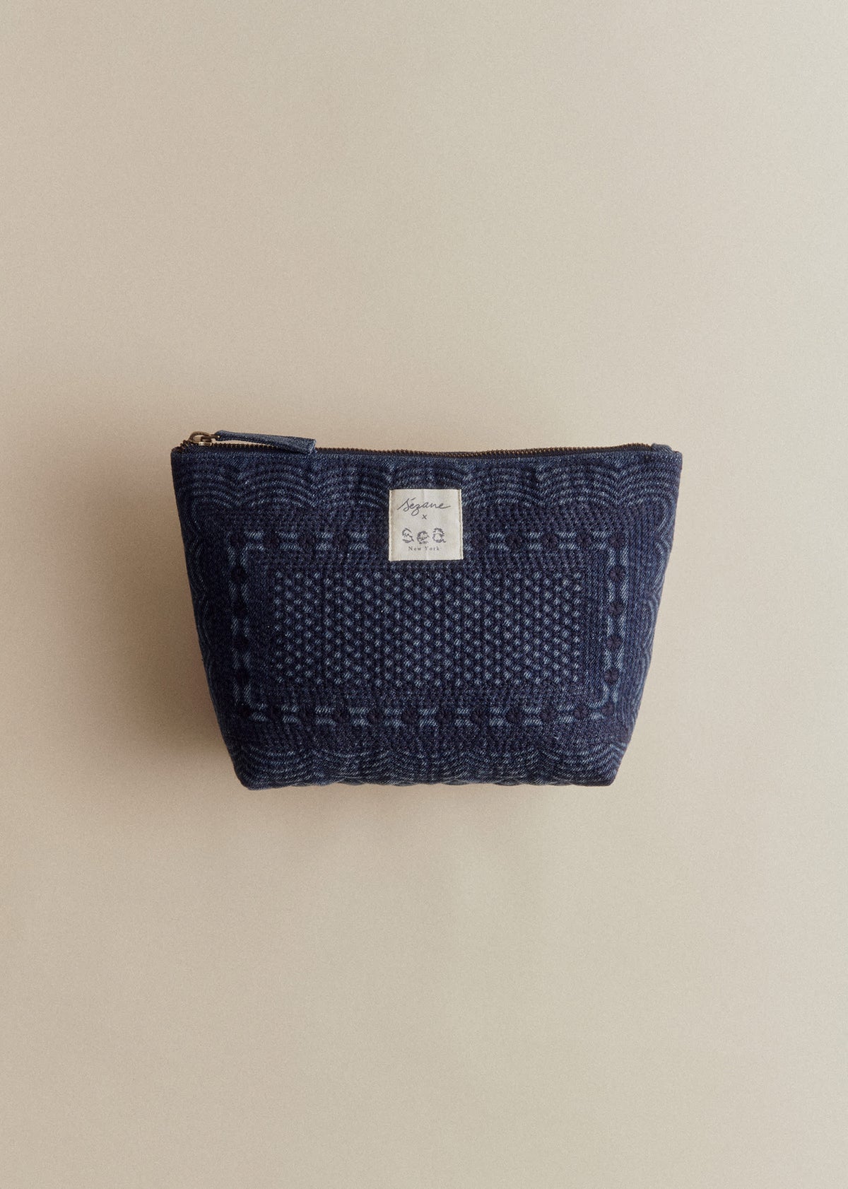 Trousse de toilette - Sézane x SEA NY - Bleu Denim Brodé