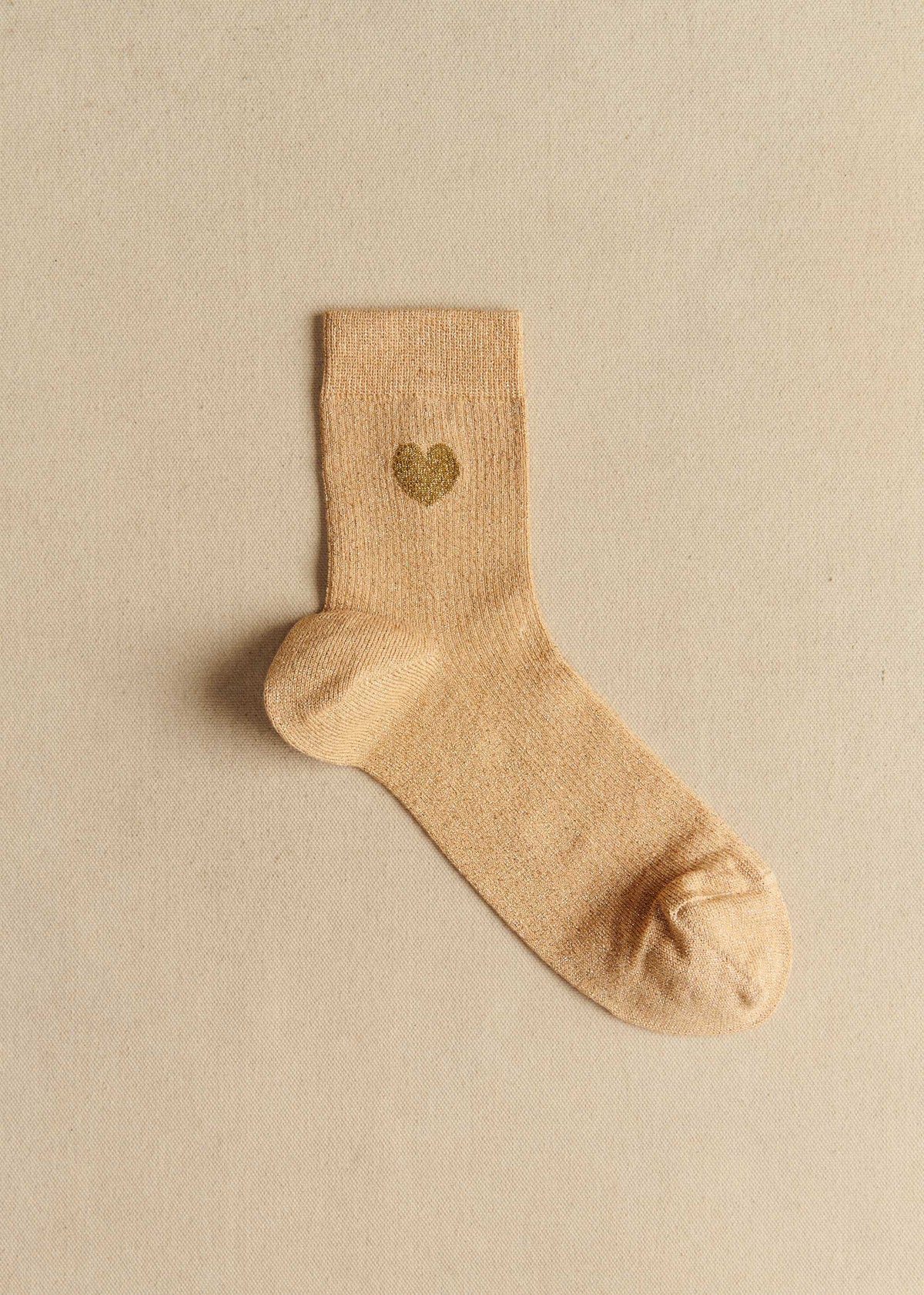 Coffret de 3 chaussettes lurex coeur - Brun Kaki Doré
