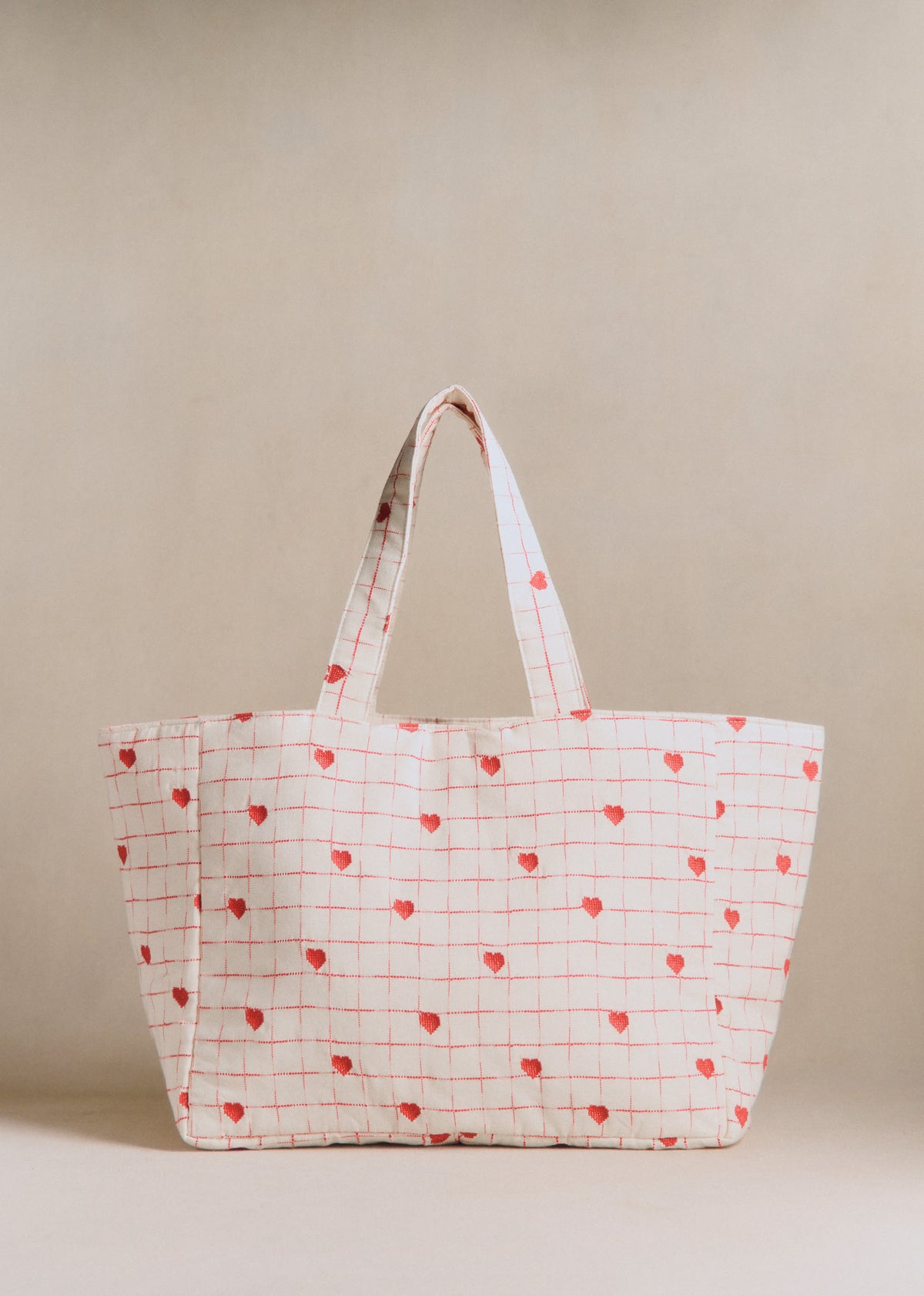 Cabas - Broderie Coeurs Rouges