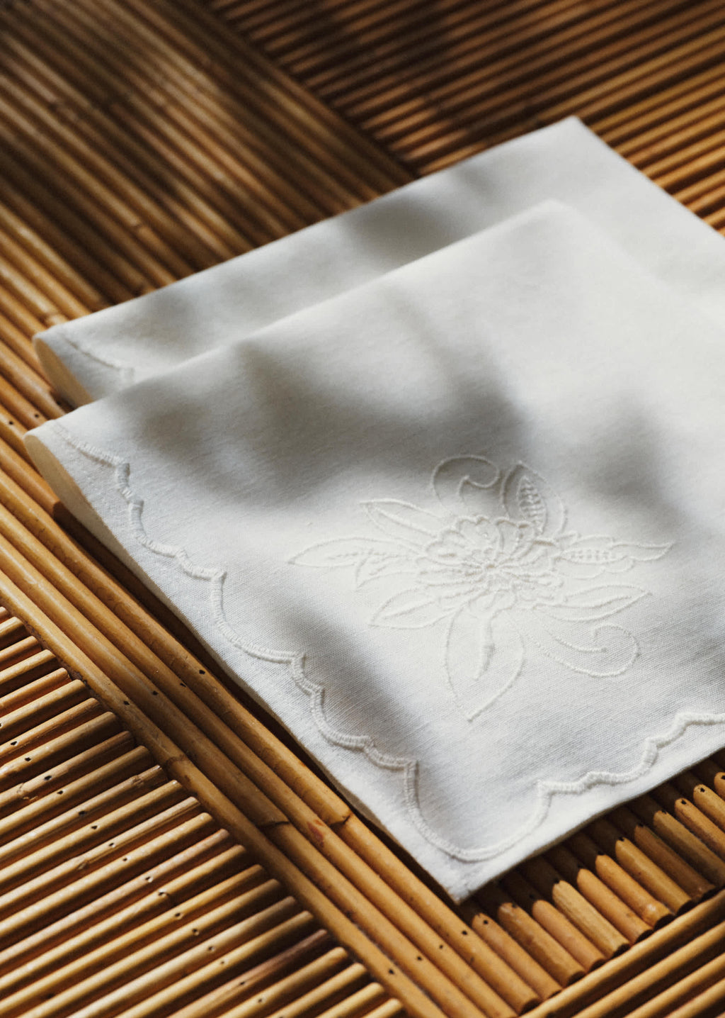 Set de 2 serviettes brodées - Dimanche au Jardin - Écru