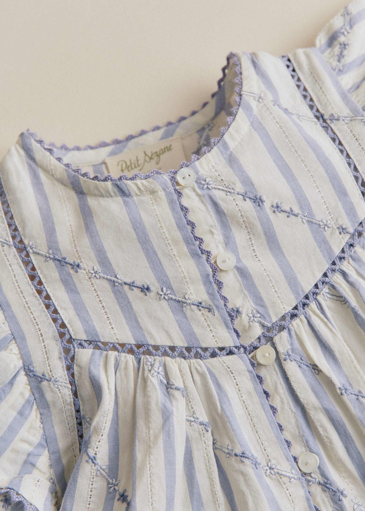 Chemise Tallulah - Rayures Lavande Broderie