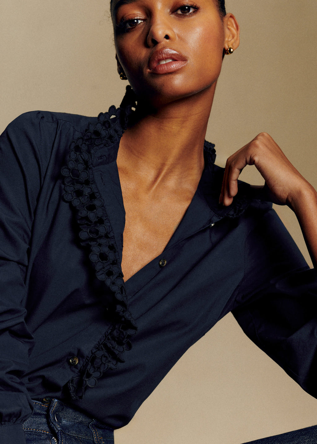 Chemise Chlo - Broderie unie marine