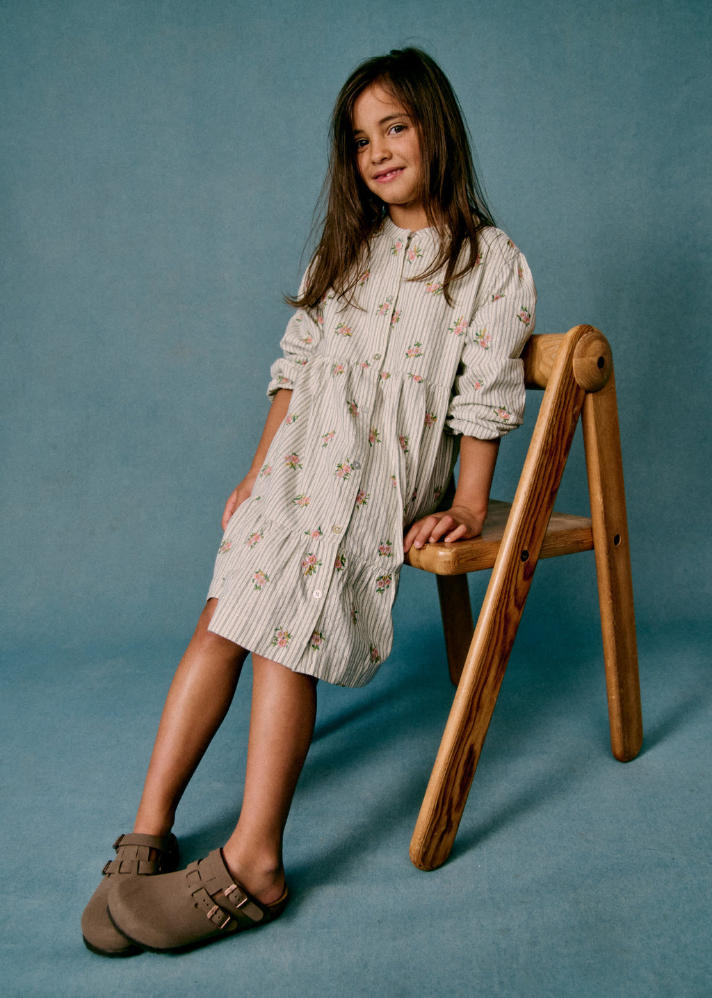 Robe Louise - Rayures Broderies Fleurs