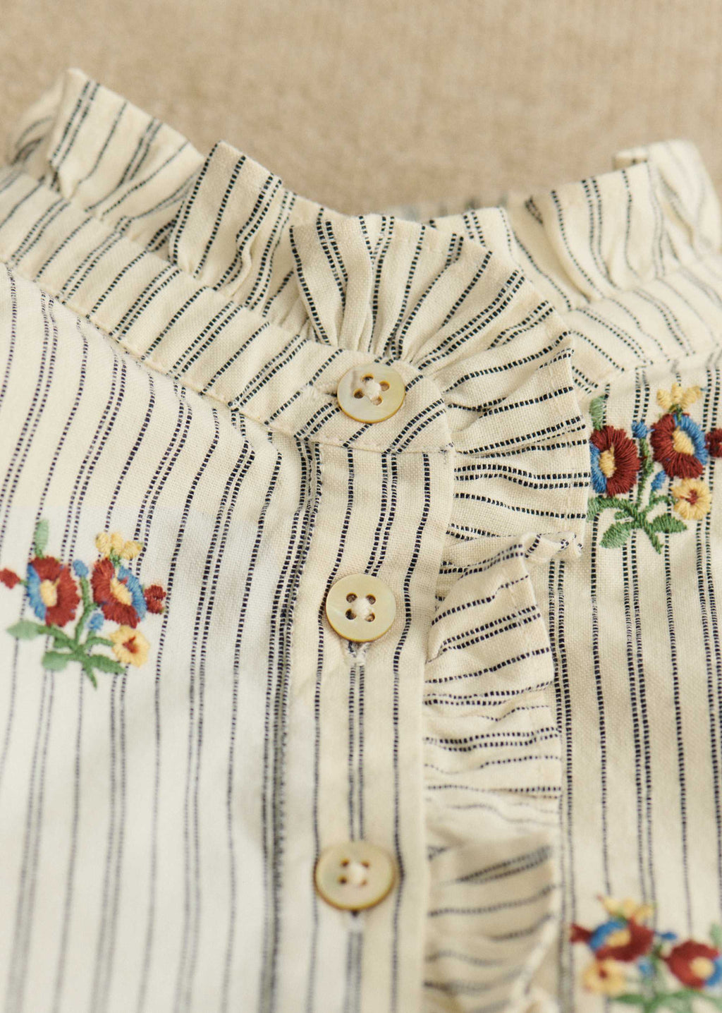 Chemise Ombeline - Petit Sézane x Antoinette Poisson - Rayures Broderies Boutonnières