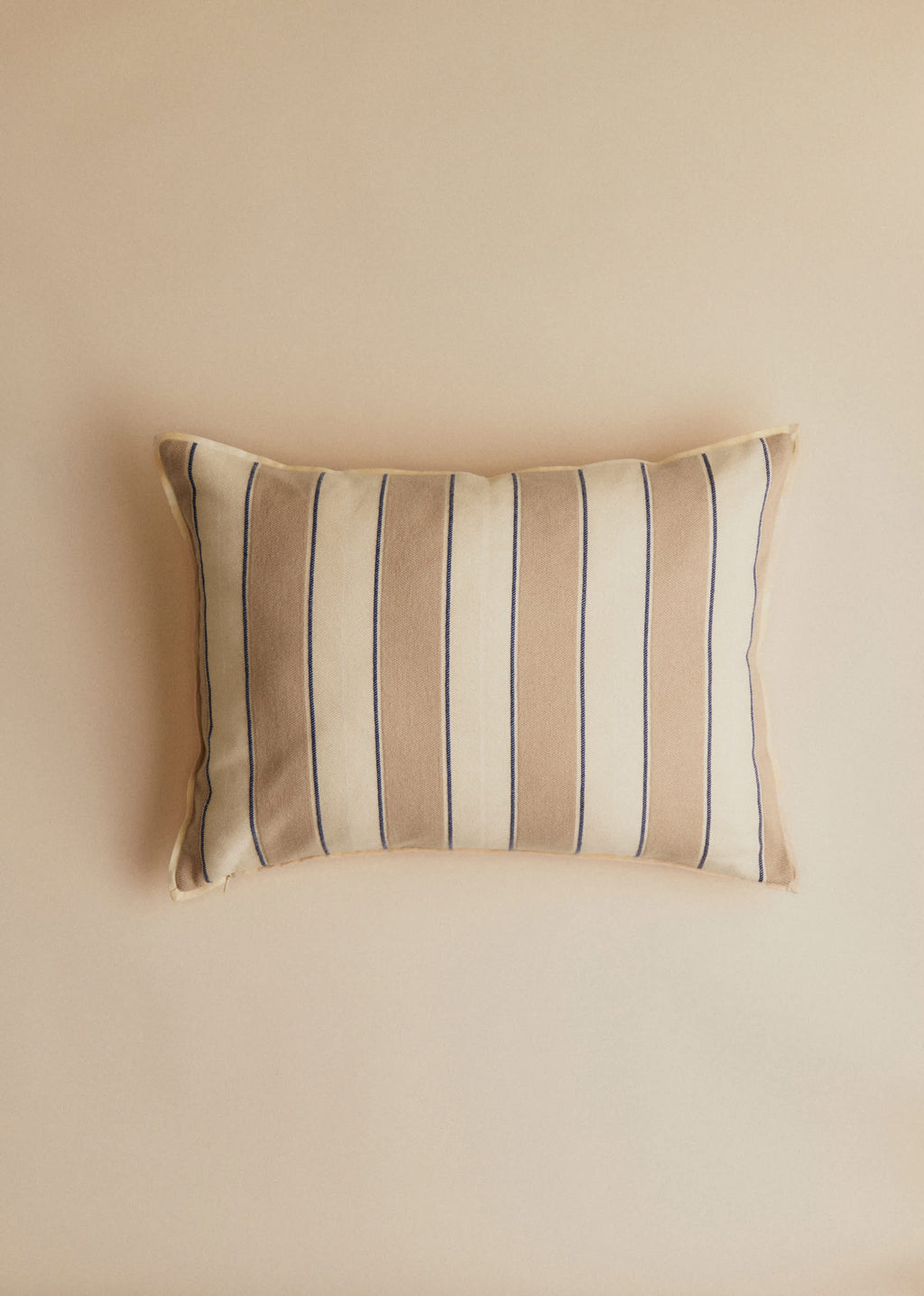 Coussin Tissé Rayures - Grand modèle - Beige et Bleu