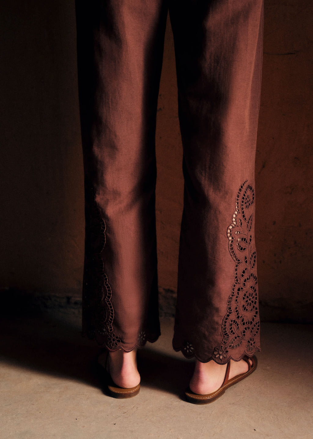 Pantalon Fausto - Broderie Unie Chocolat