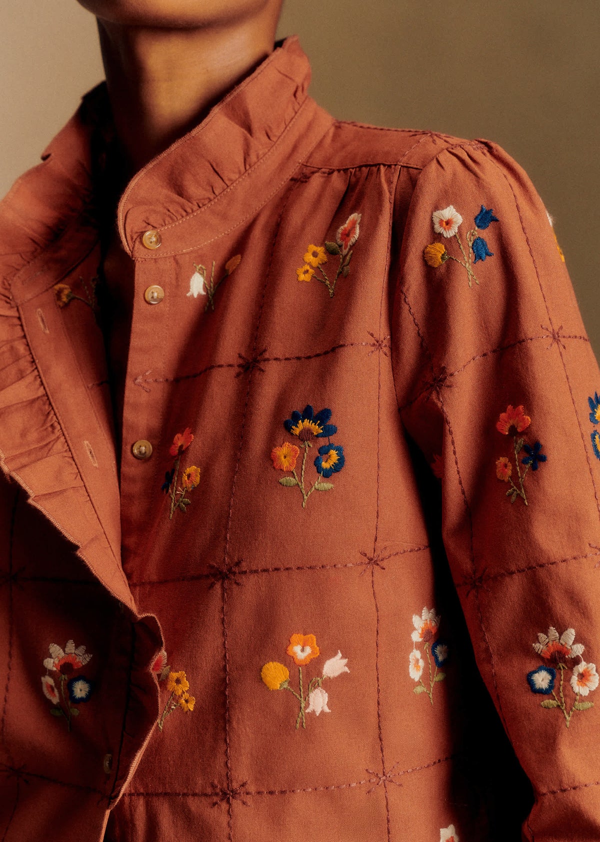 Chemise Chlo - Fleurs Fond Caramel