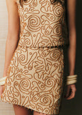Jupe Maliam - Broderie Contrastée Perle Ocre Fond Paille