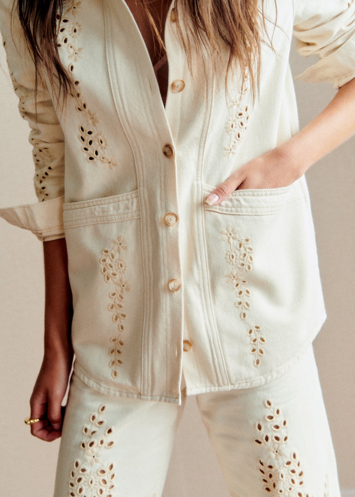 Veste Will - Broderies Lierre Fond Écru