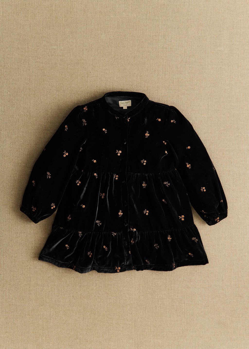 Robe Louise - Noir / Broderie Bronze