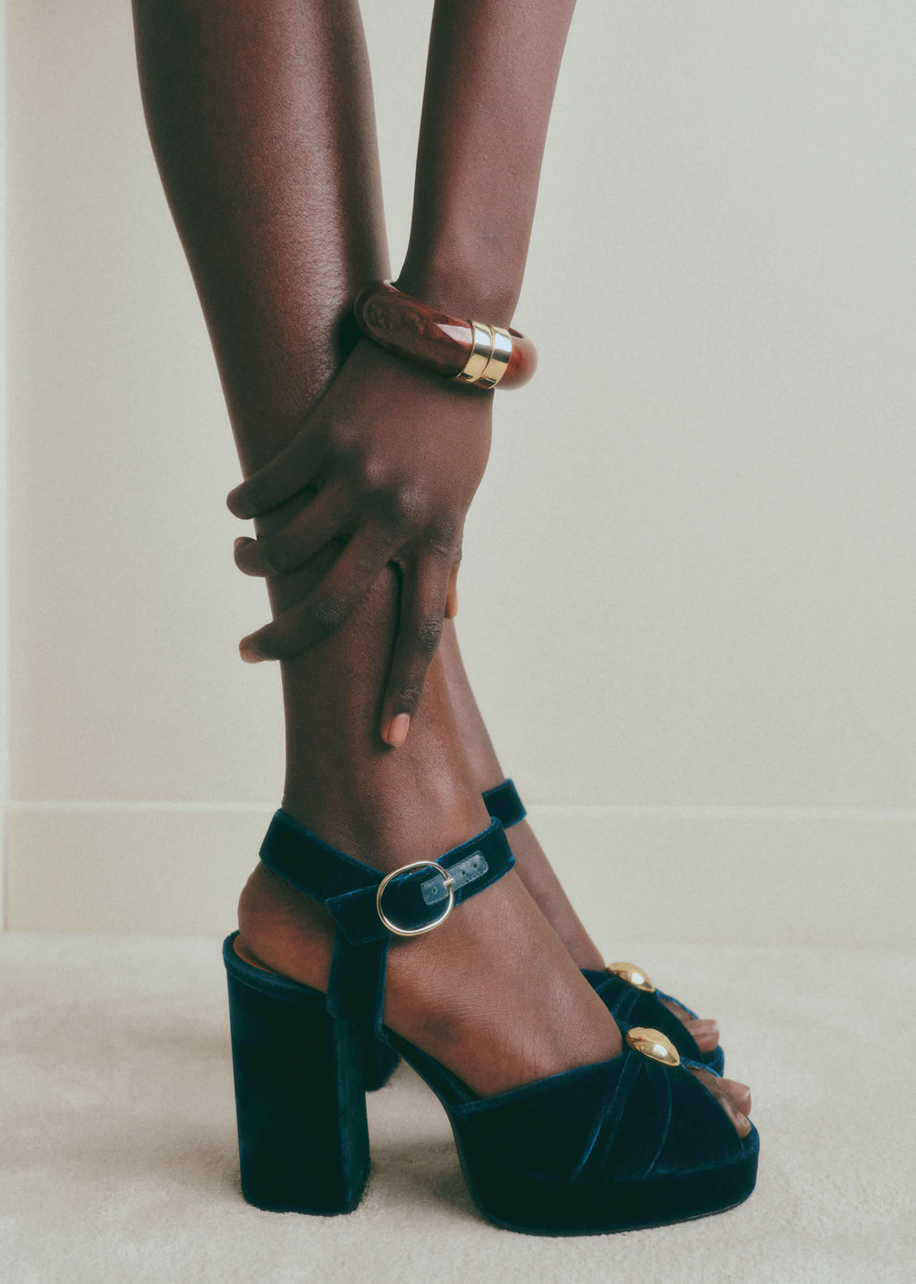 Sandales High Marjolaine - Bleu Velours