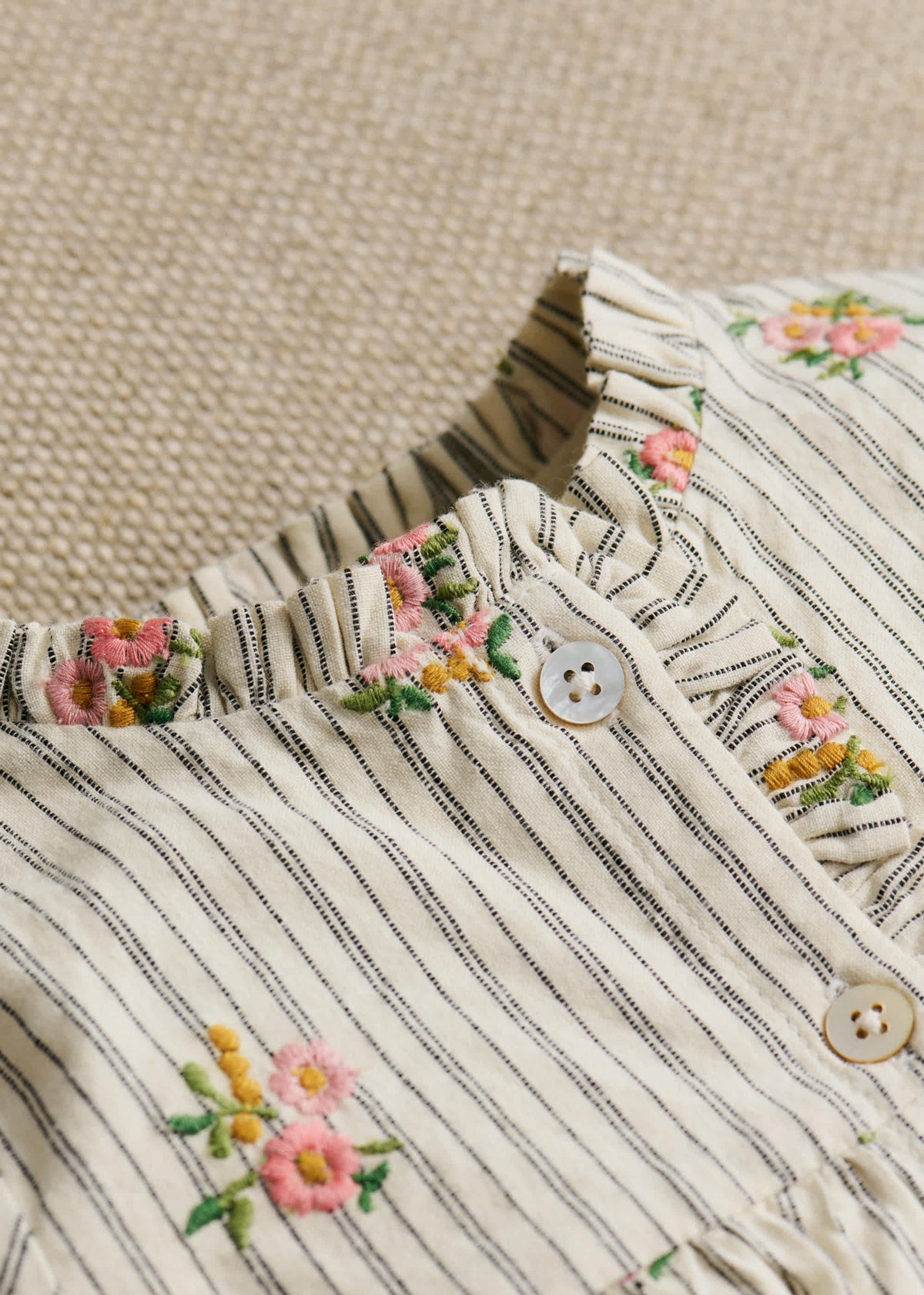 Robe Romy - Rayures Broderies Fleurs