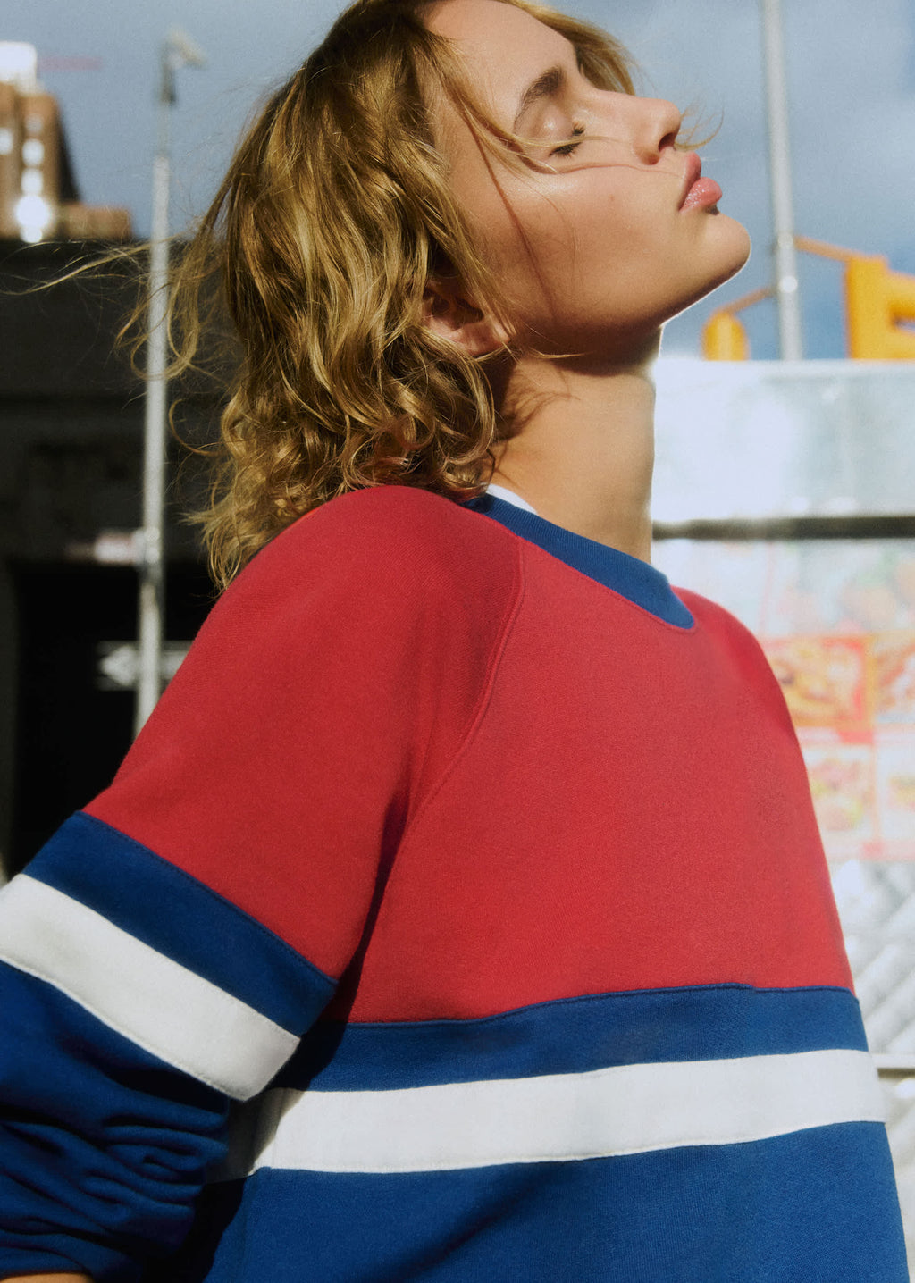 Sweat-Shirt Helio - Bleu Rouge Écru