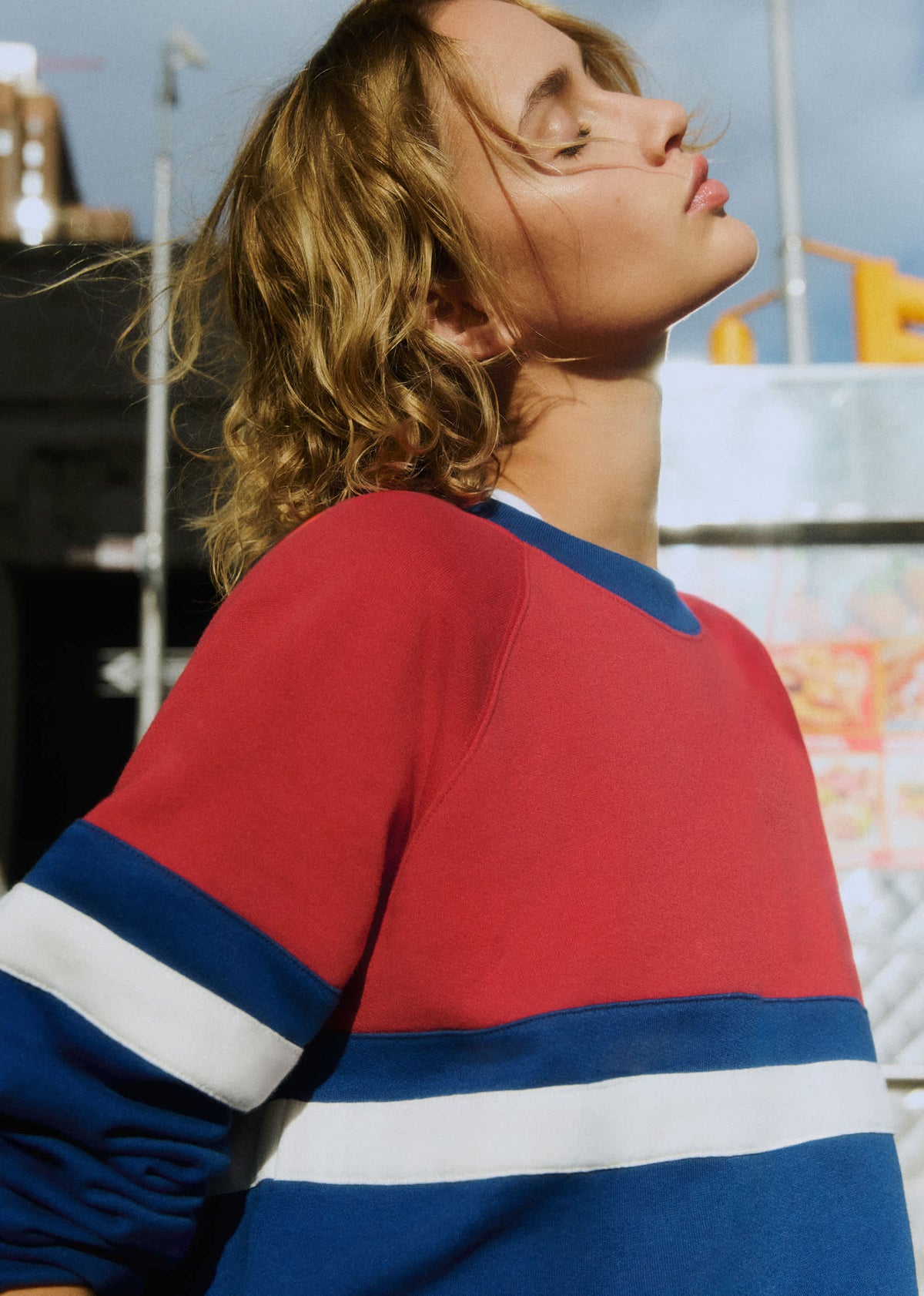 Sweat-Shirt Helio - Bleu Rouge Écru