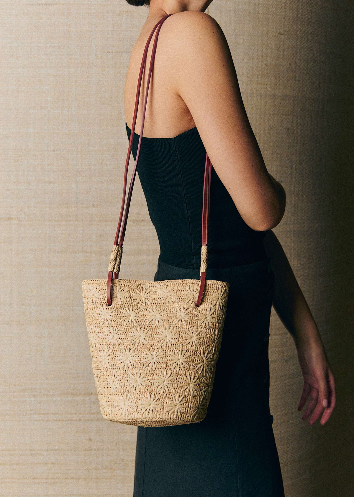 Panier Rosie - Raphia Naturel Broderie