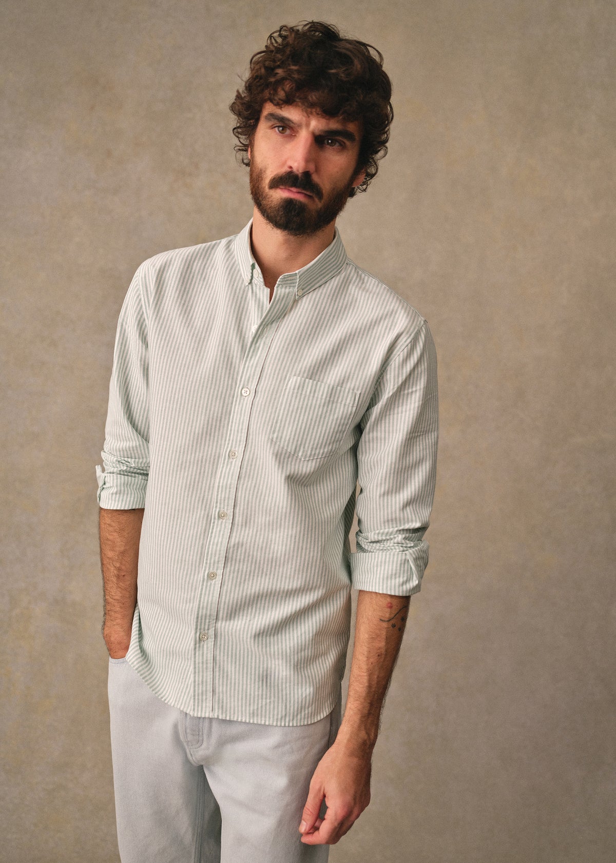 Chemise Charlie Oxford - Rayures Vert / Blanc