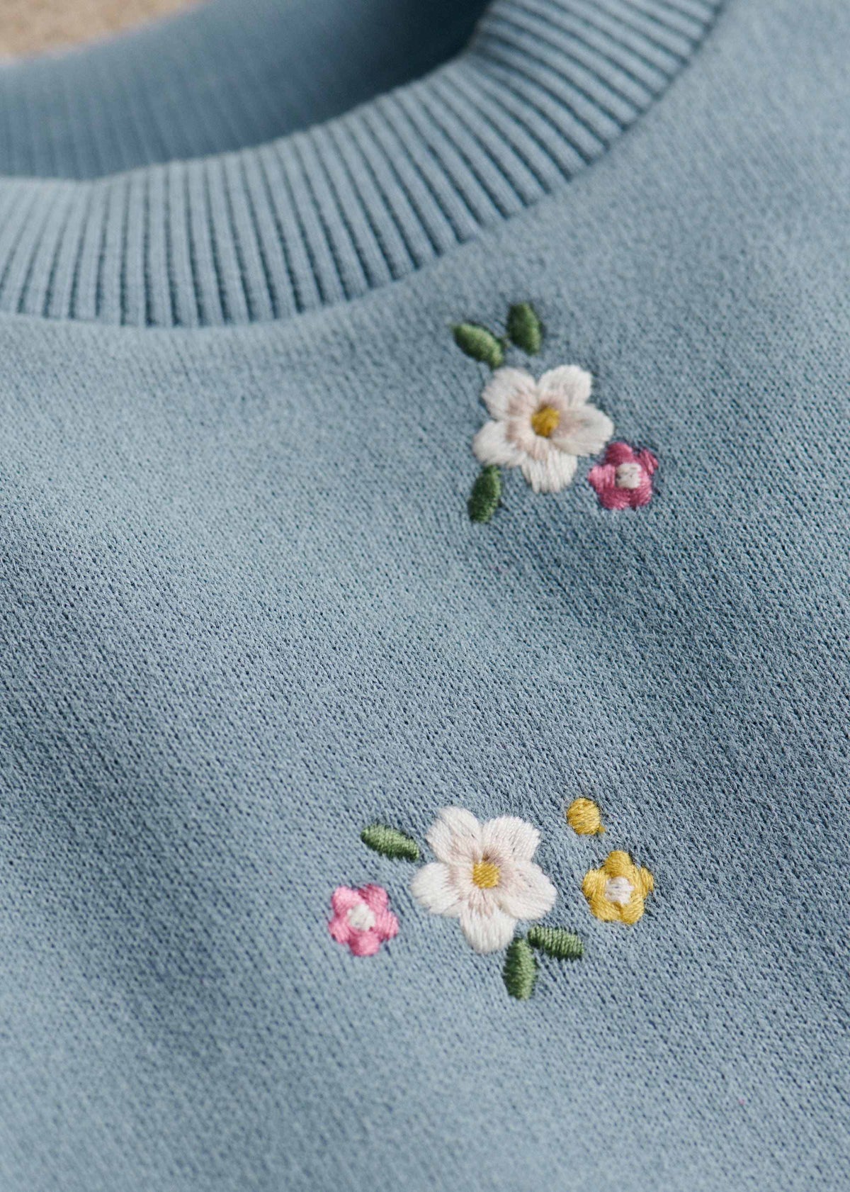 Sweat-Shirt Lulu - Bleu vintage / Broderie Altea