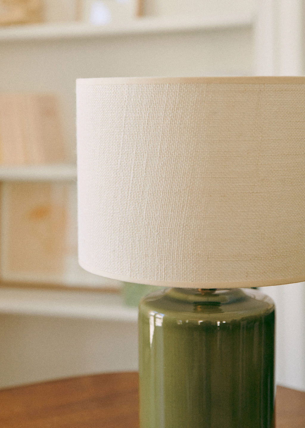 Lampe Mezzo - Sauge - Abat-jour Dolce - Jute Écru