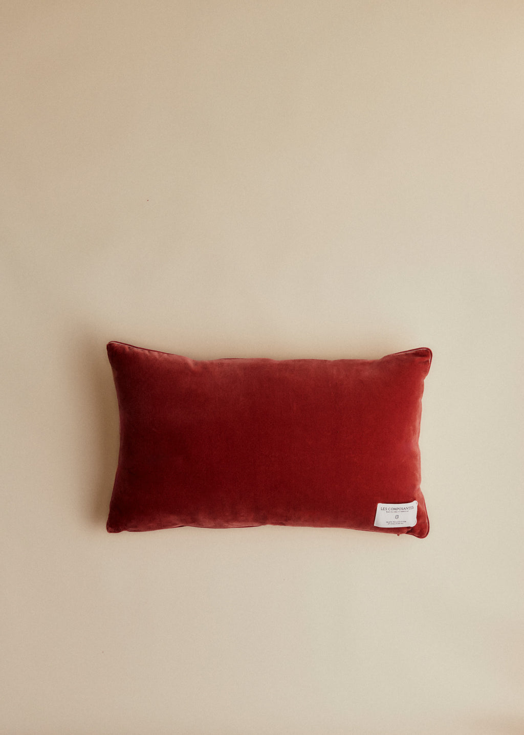 Coussin vintage velours blush - Petit modèle - Imprimé Roses Anciennes Fond Ocre