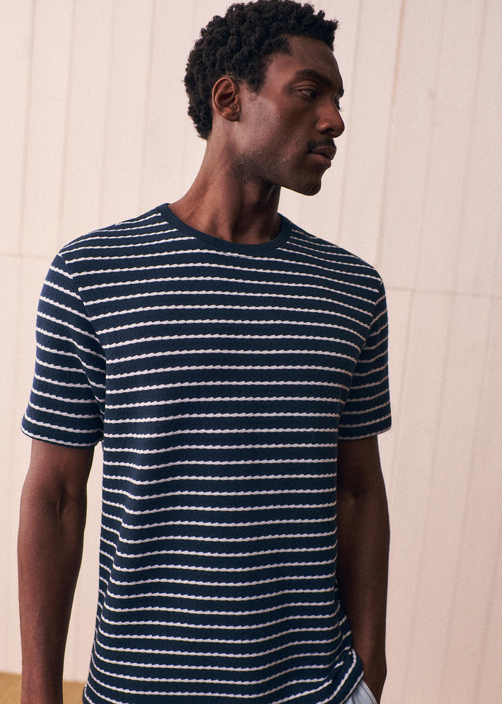 T-Shirt Varon - Marine Rayures Blanches