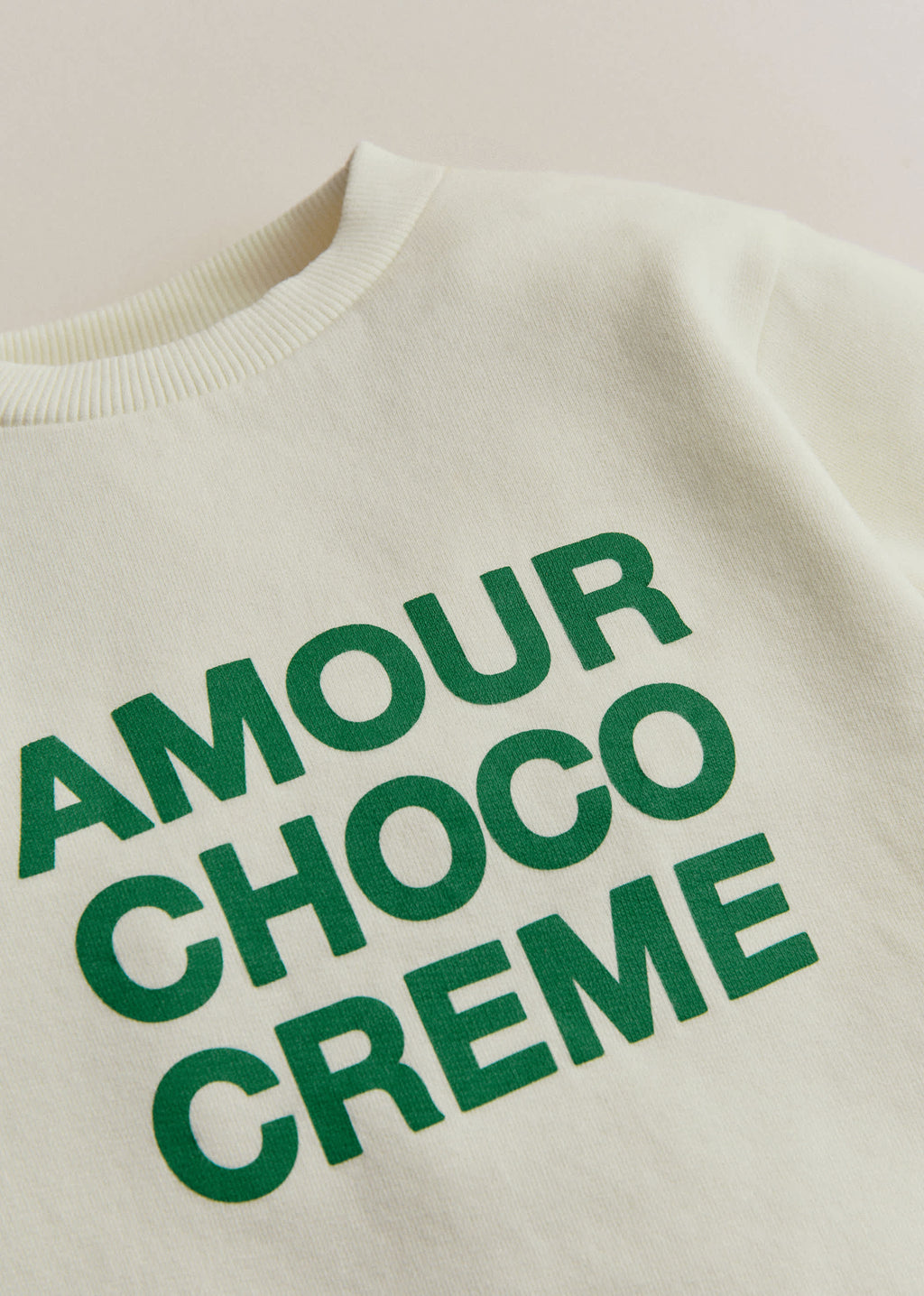 Sweat-Shirt Amour Choco Crème - Ecru / Vert