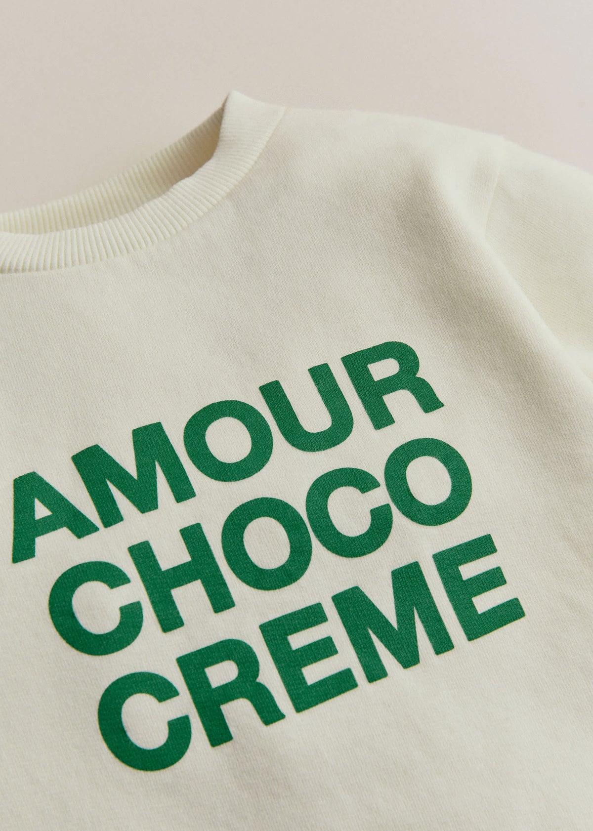 Sweat-Shirt Amour Choco Crème - Ecru / Vert