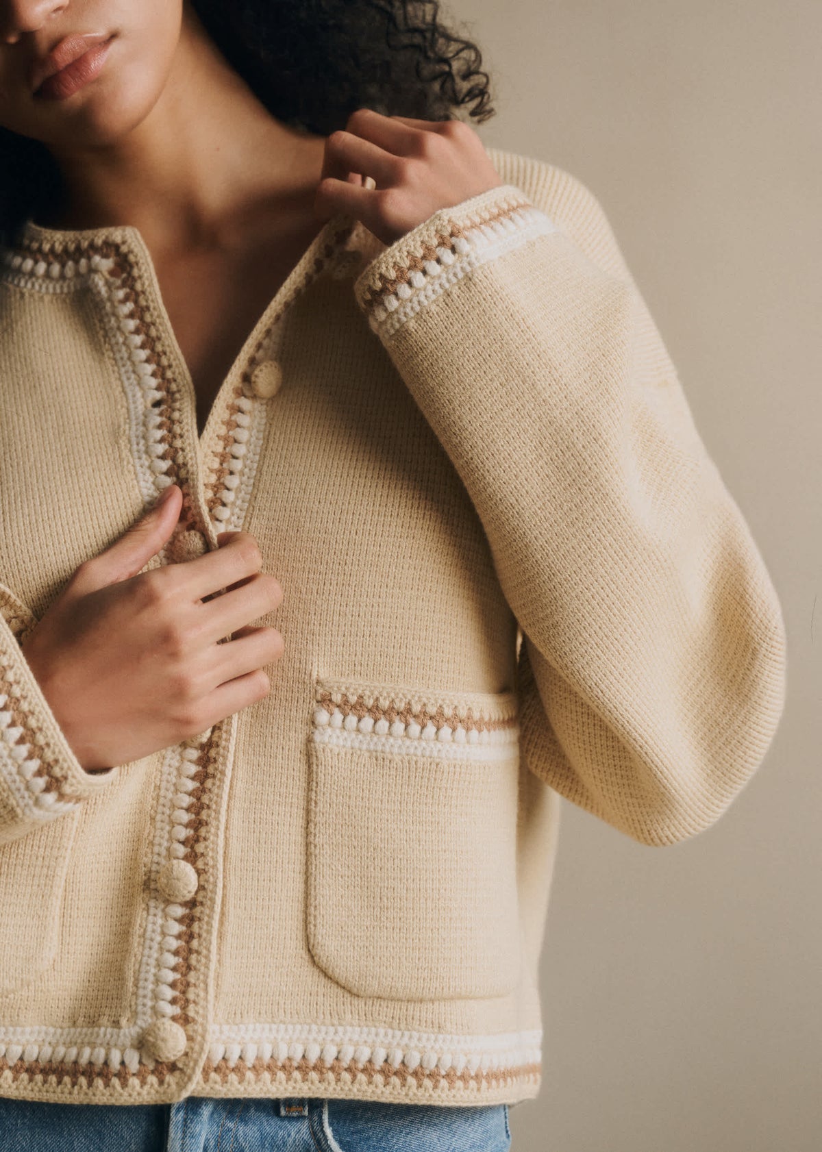 Veste Jade - Crème Détails Cacao
