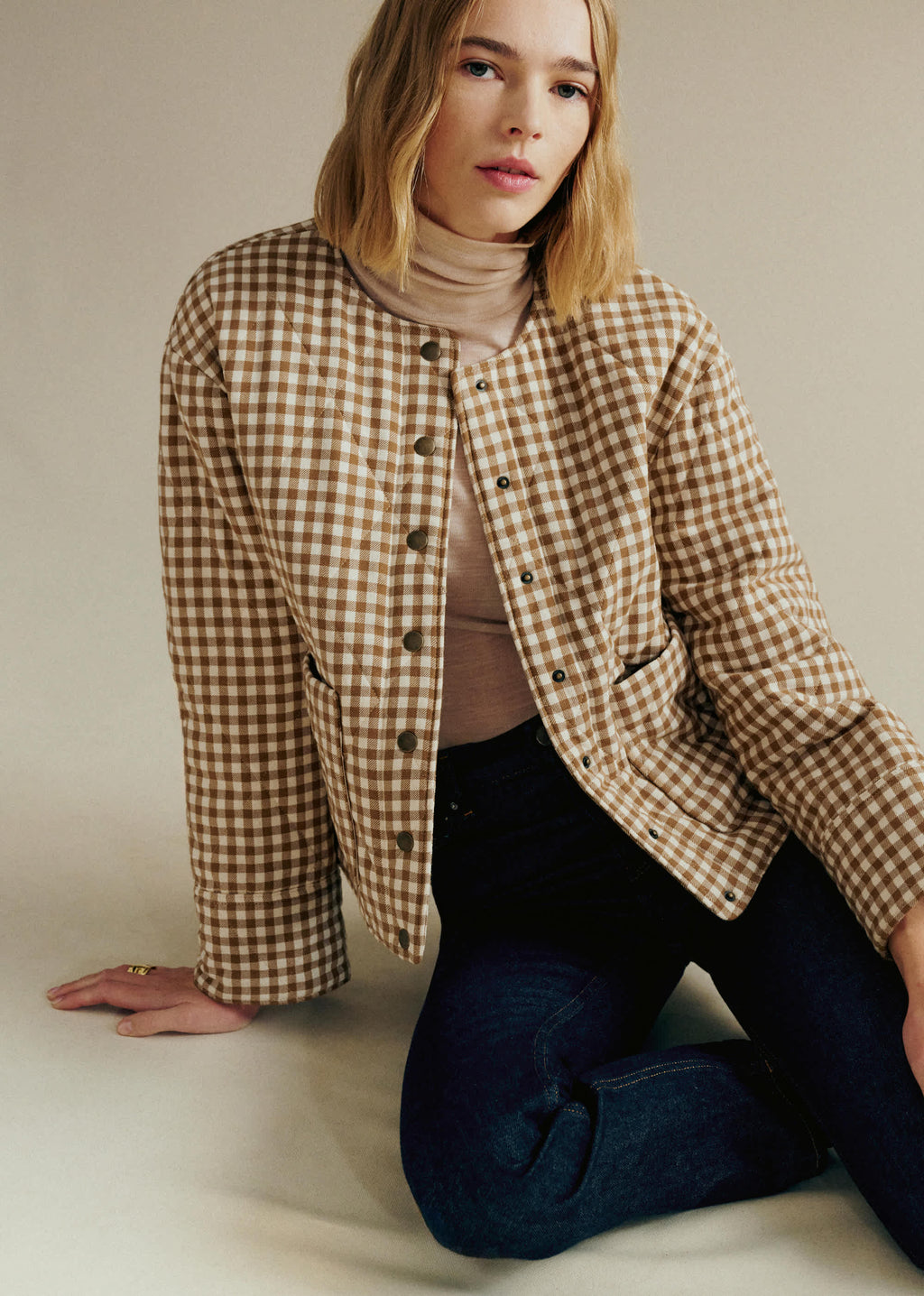 Veste Dakota - Vichy Camel Ecru