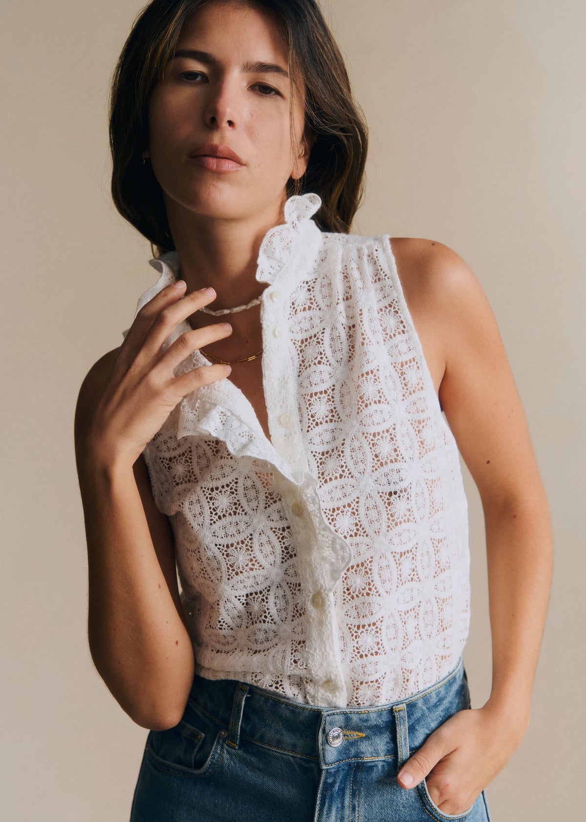 Chemise Celinda - Guipure Unie Ecru