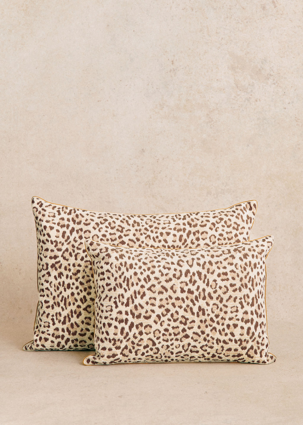 Coussin Jacquard - Très Grand modèle - Léopard Écru et Café