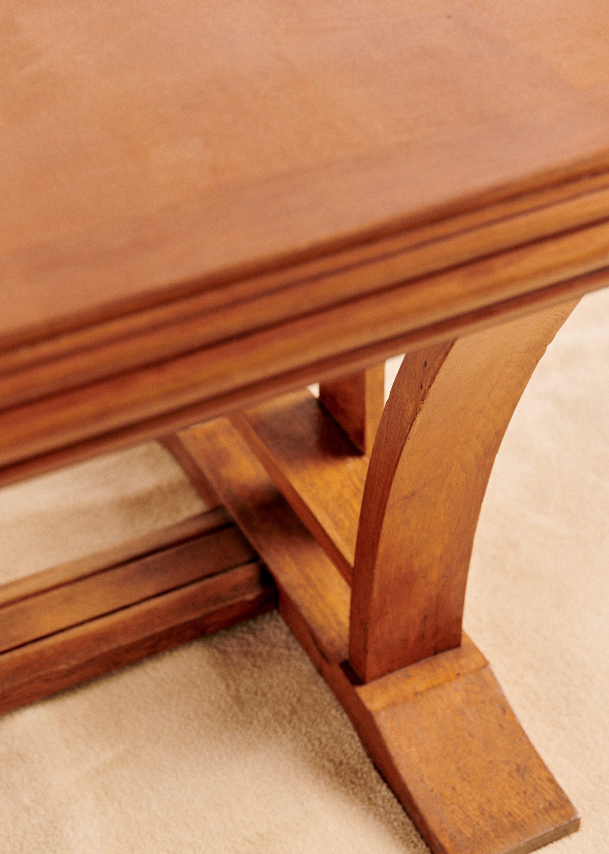 Table à manger avec plateau damier marqueterie vintage - Chêne