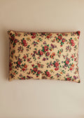 Coussin vintage velours bordeaux - Très grand modèle - Imprimé Champêtre