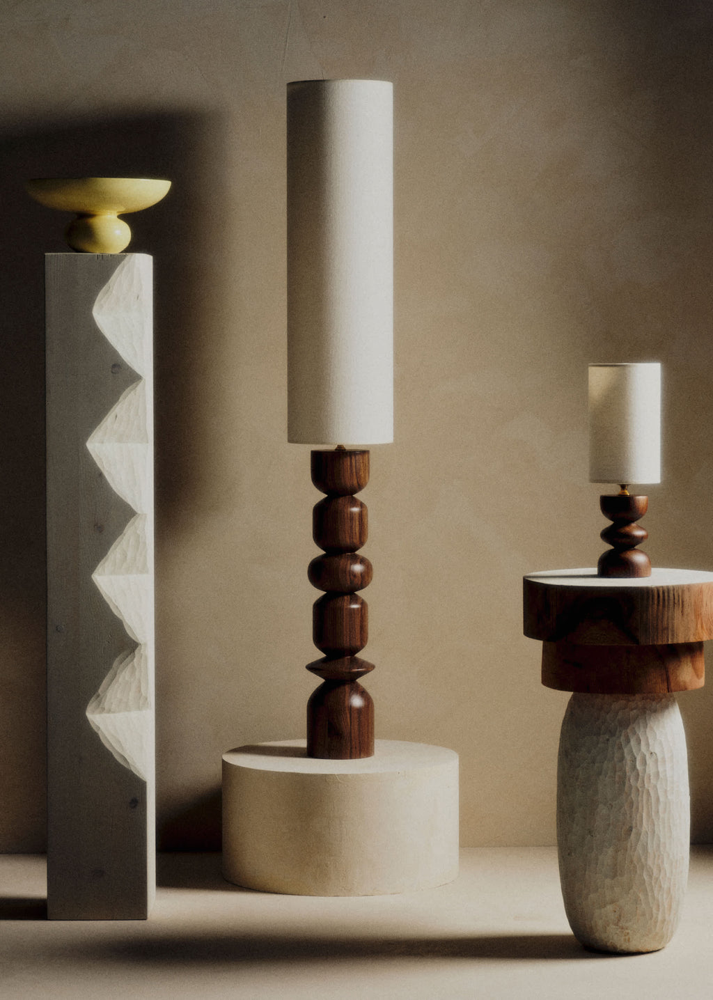 Lampe Romie Objetti Petit Modèle - Noyer - Abat-jour Petit Modèle Romie