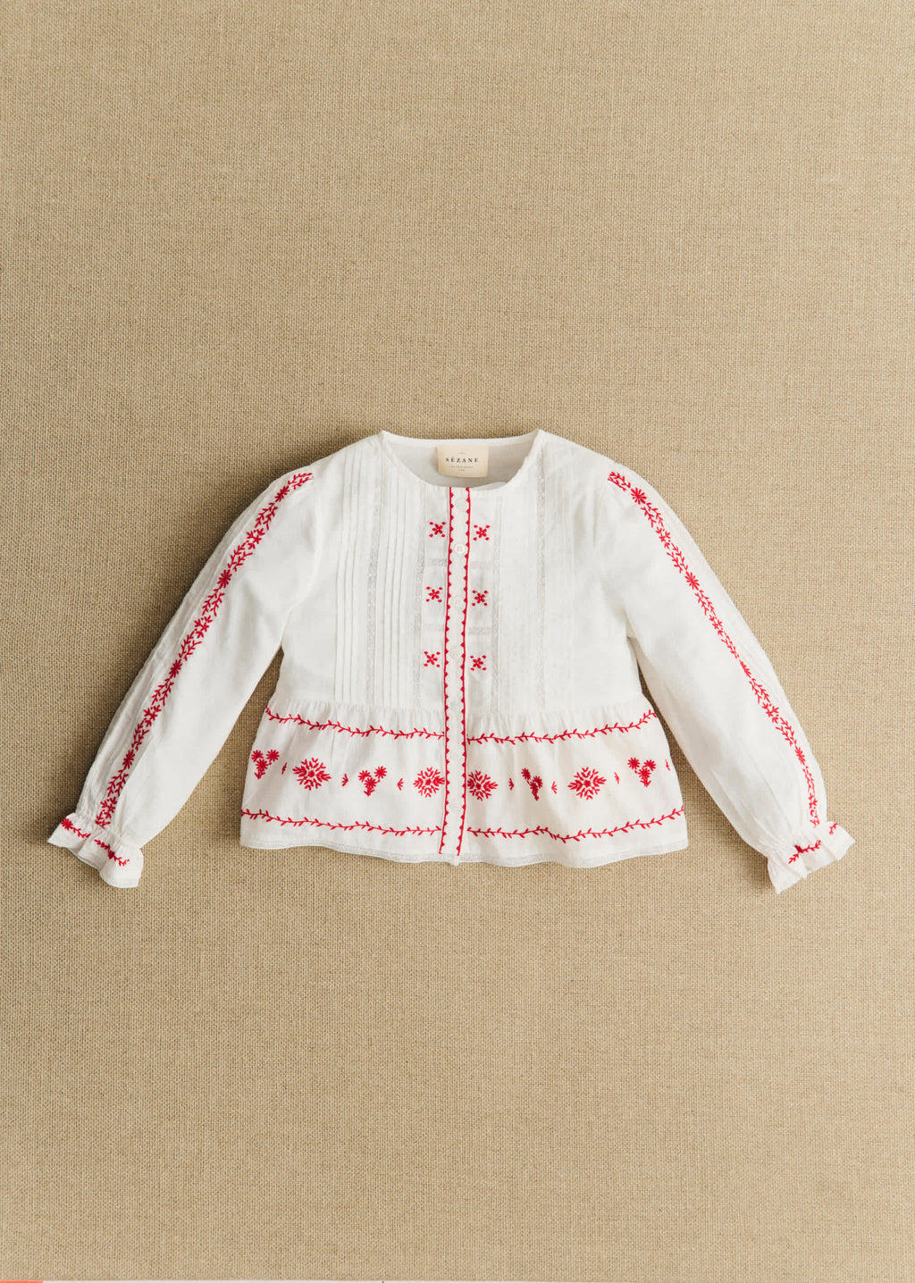 Chemise Charlina - Blanc / Broderie Rouge
