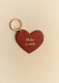 Porte-clé Coeur - Brun "Make a wish"