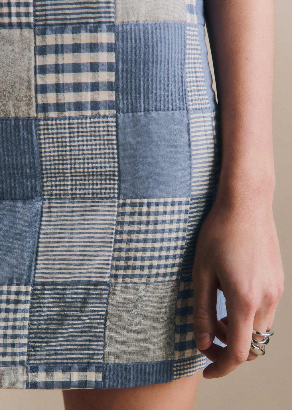 Jupe Malia - Patchwork Carreaux Bleu