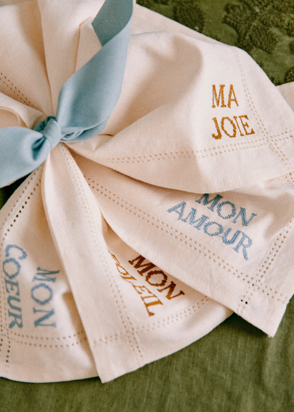 Set de 4 Serviettes - Les Mots brodés - Ecru