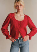 Chemise Tinia - Broderie Unie Rouge