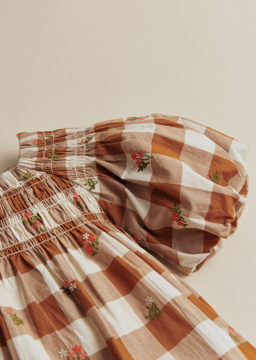 Robe Lucinda - Maxi Vichy Caramel / Ecru