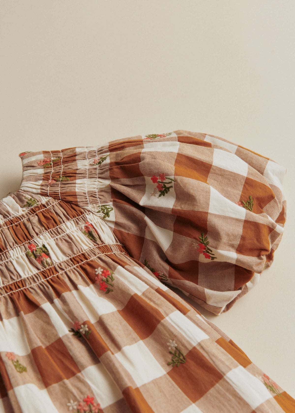 Robe Lucinda - Maxi Vichy Caramel / Ecru