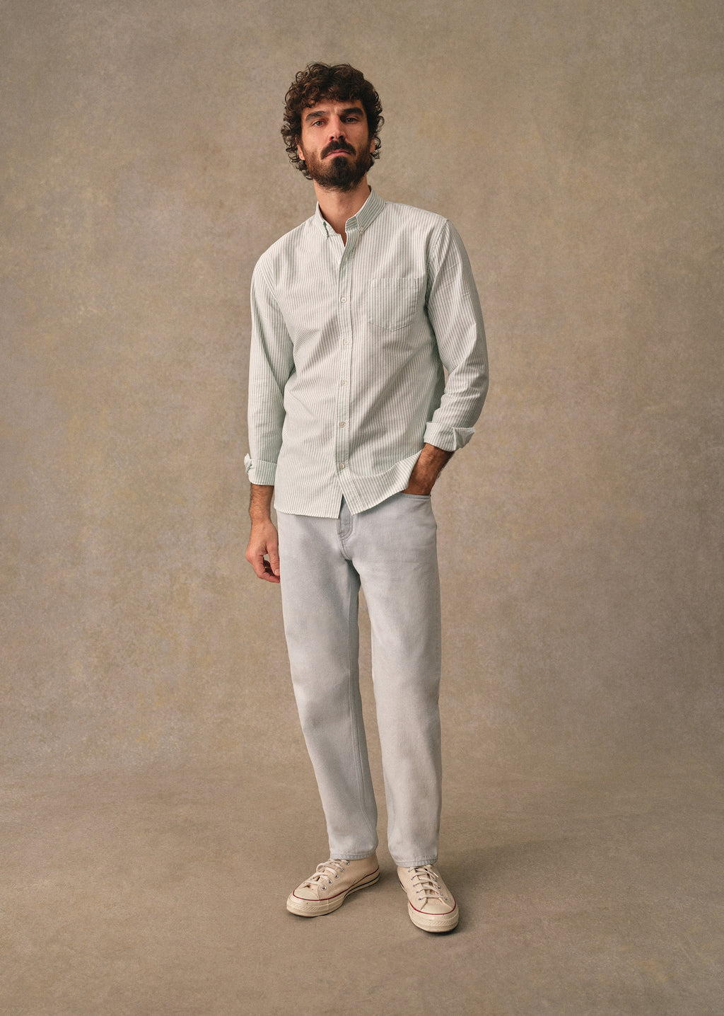 Chemise Charlie Oxford - Rayures Vert / Blanc