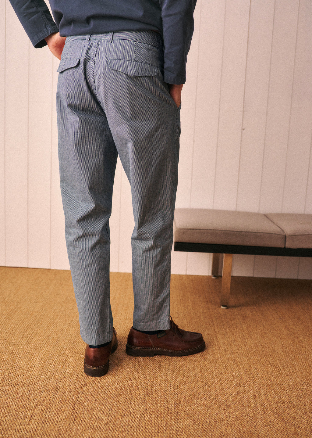 Pantalon Shane - Rayures Écru / Bleu Ciel