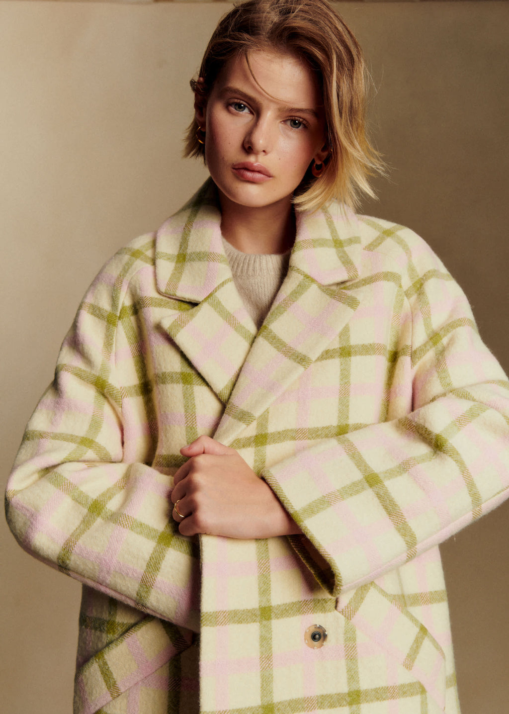 Manteau Ander - Carreaux Rose et Vert