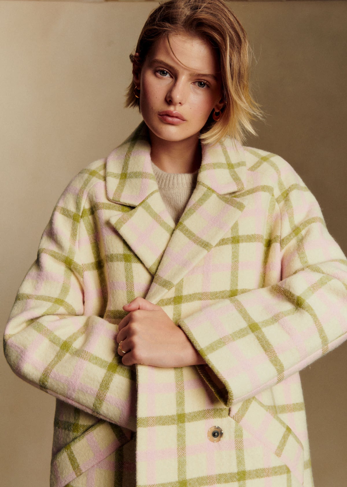 Manteau Ander - Carreaux Rose et Vert