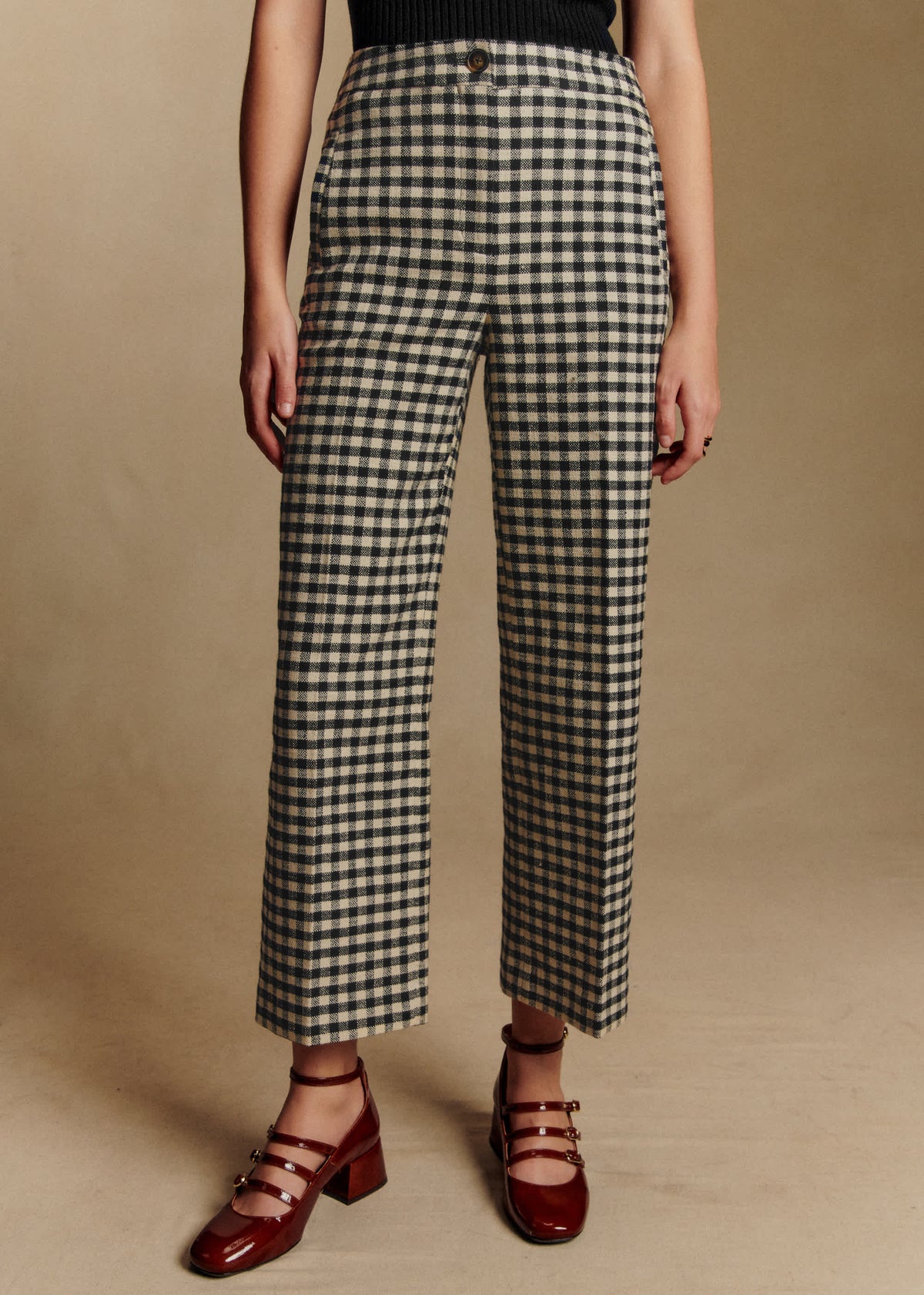 Pantalon Martin Crop - Vichy Noir Écru