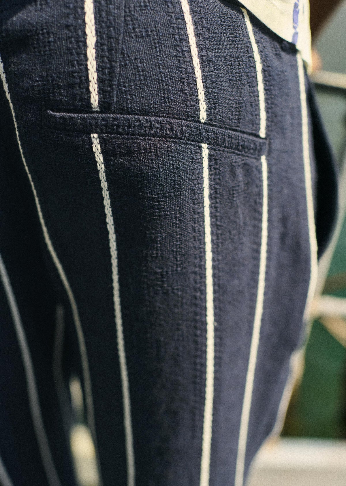 Pantalon Dusk Élastiqué - Marine Rayures Blanches