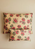 Coussin vintage velours céladon foncé - Petit modèle - Imprimé Fleurs de Chardon